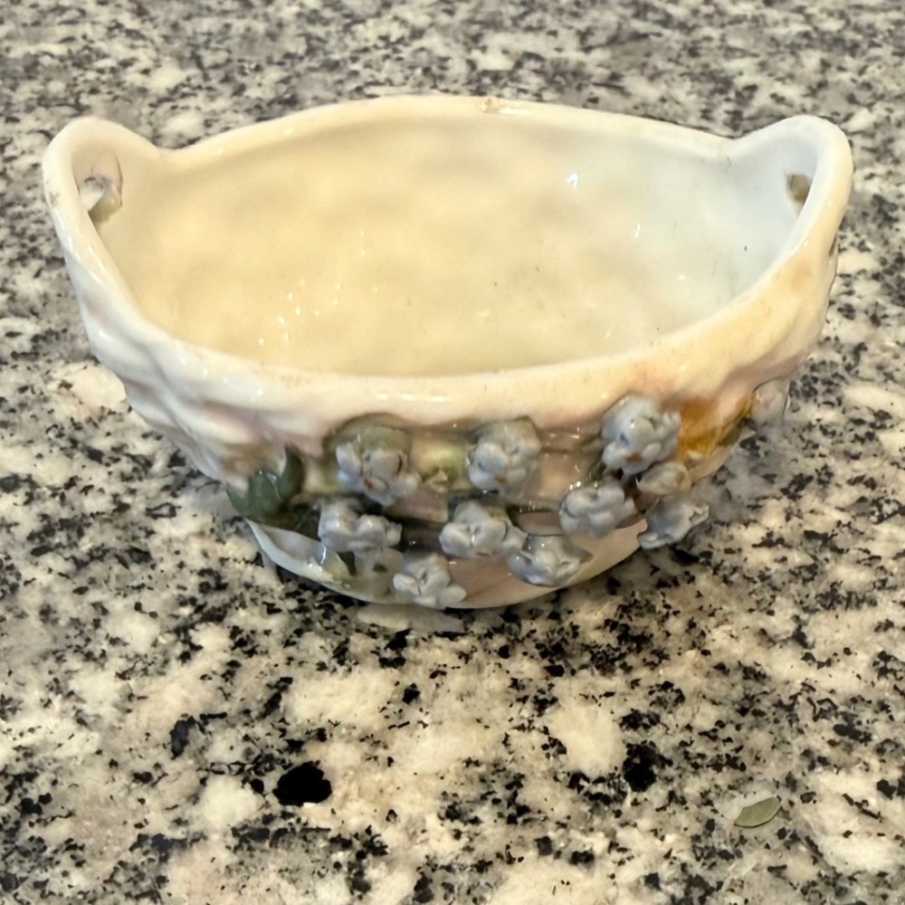 Unbranded Vintage Miniature Floral Basket Germany White Porcelain
